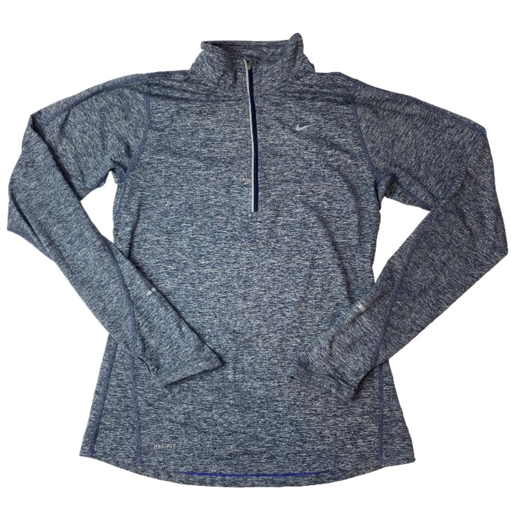 Nike Dir FIT running 1/4 zip long sleeve athletic top heather blue size small